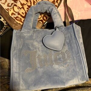 Juicy Couture Light Blue Velvet Tote with Heart Charm
